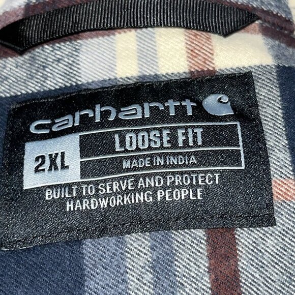 CARHARTT LOOSE FIT Heavyweight Flannel Chore Shirt Shacket Jacket EUC Men's 2XL - Picture 8 of 11